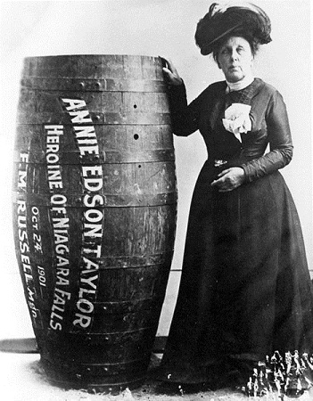 Annie Edson Taylor and her Niagara Falls barrel