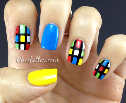 Rubik's Cube fingernail nail art