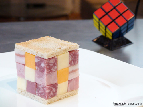 Rubik's Cube met and cheese sandwich